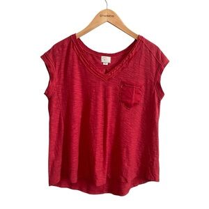 Postmark Anthropologie V Neck Cotton Red Plaza Tee Size Small